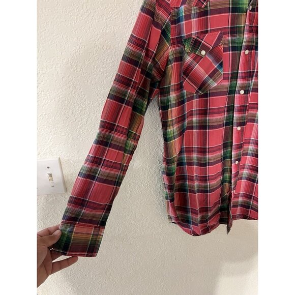 Polo Ralph Lauren Western Flannel Pearl Snap Shirt Men's Medium Multicolor Aztec - Picture 6 of 14